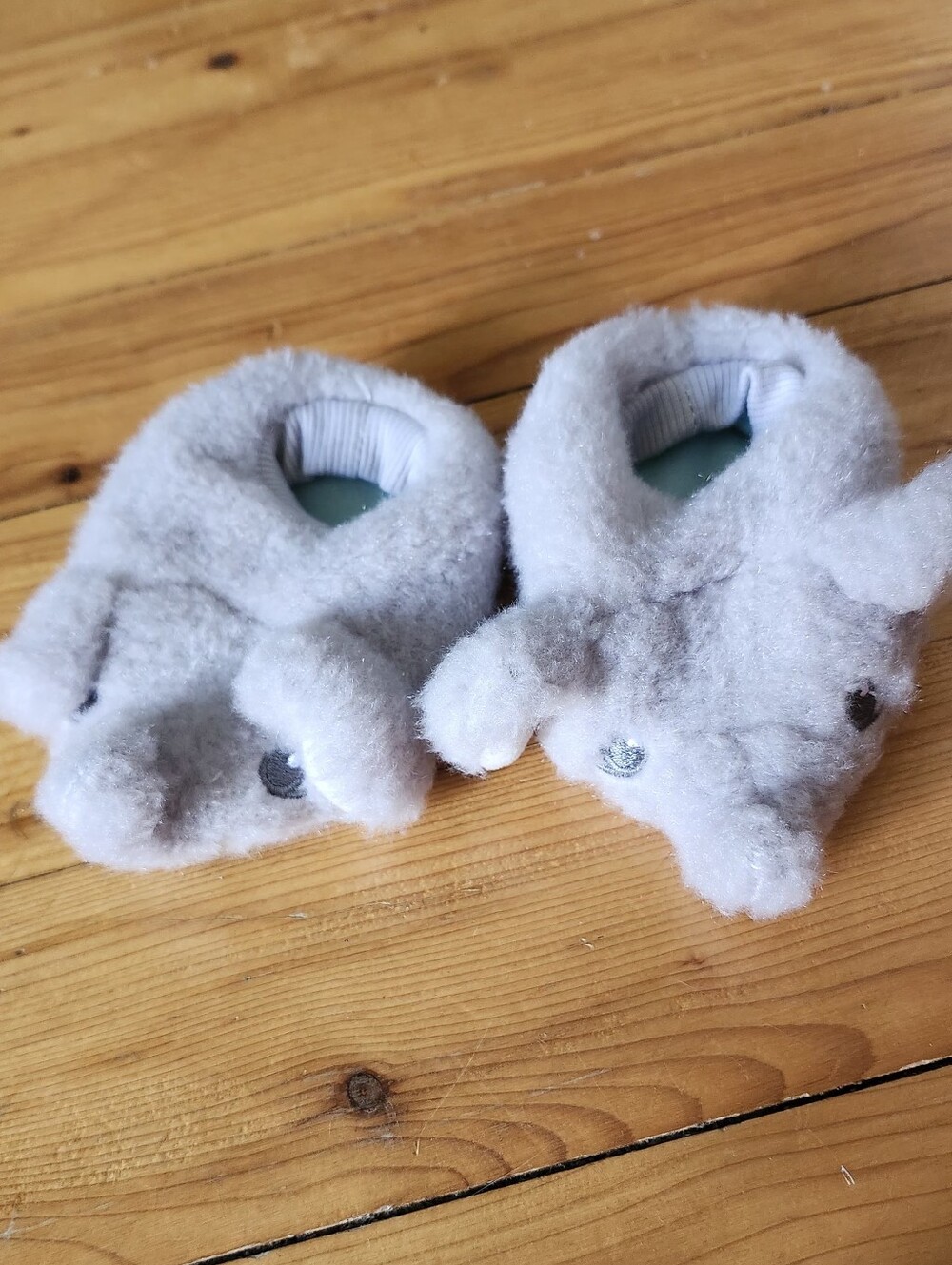 Plush Soft Gray Elephant Baby Slippers